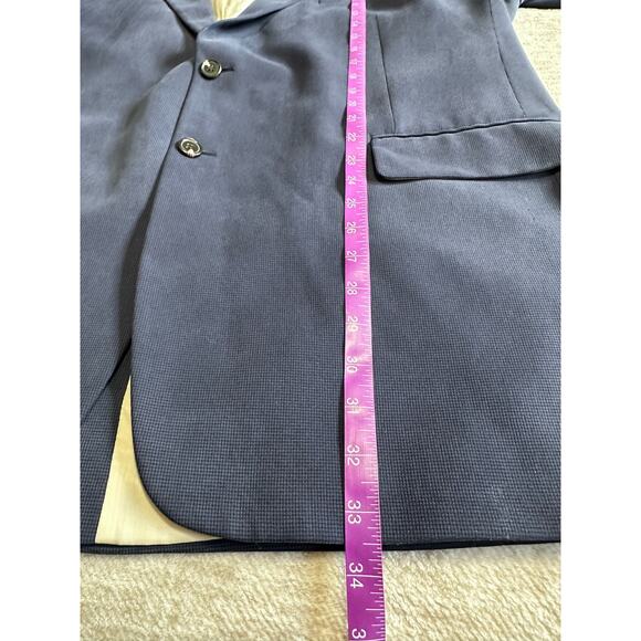 Alan Flusser Blue Silk Two Button Front Single Breasted Sports Jacket Size 48L - Picture 6 of 6